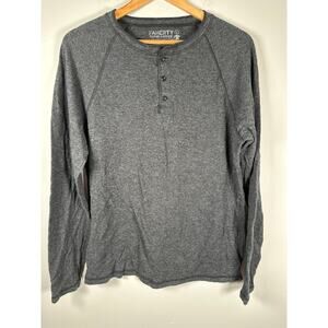 Faherty Cloud Cotton Mens Long Sleeve Henley Shirt Gray Size Large